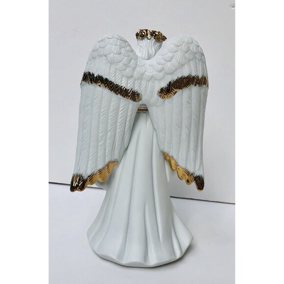 Vintage TRADITIONS Collectable PORCELAIN ANGEL 8.75". Gold Hand Painted Accents - Picture 5 of 9